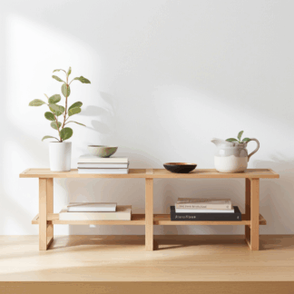 Półka wolnostojąca z debu japandi